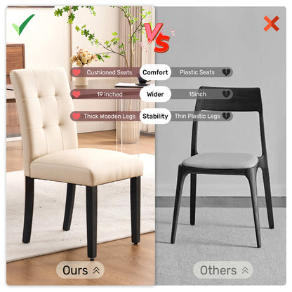Set of 2 Faux PU Leather Upholstered Dining Chairs for Home Kitchen Living Room- Dining Room Chairs Dining Side Chairs