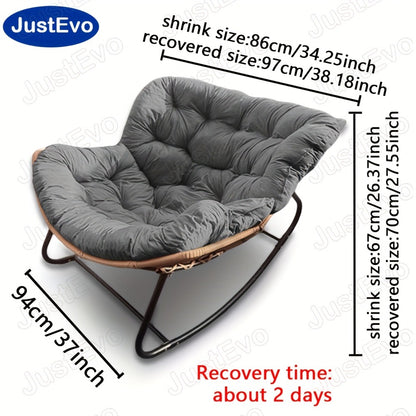 JUSTEVO Extra Large Cozy Rocking Chair - Ergonomically Designed Recliner Featuring an Adjustable Headrest, Sturdy Plastic Cushion & Robust Frame, Manual Reclining for Home Office, Patio