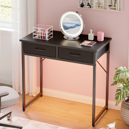 Makeup Vanity Desk with LED Lights, Adjustable Height Vanity Table for Bedroom Home Office Gaming Studying, 32 & 42 Inch, White & Black