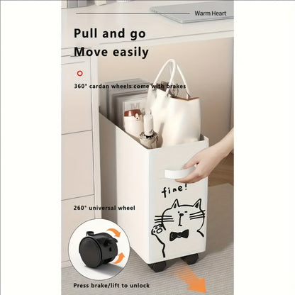 Rolling Storage Cart with Wheels & Removable Frame, Under-Desk Office Organizer for Home Office Dorm Kitchen Apartment, Space-Saving Mobile Storage Trolley