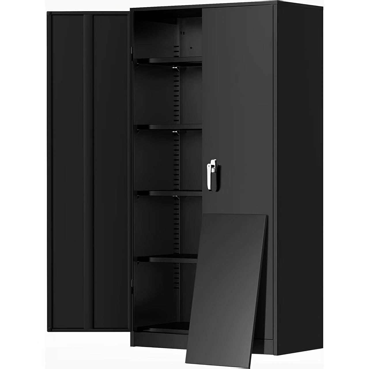 Metal Storage Cabinet, 72" Locking Steel Cabinet with 2 Doors And 4 Adjustable Shelves, Tall Metal Cabinet for Garage, Warehouse, Gym