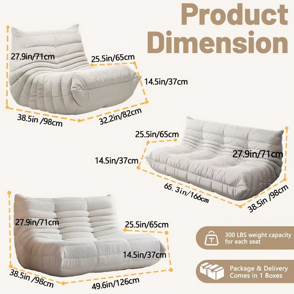 Floor Sofa Chair with Ergonomic Back Support, Modular Lazy Sofa for Living Room Bedroom Office, Button Tufted Low Profile Couch in Single 2-Seater 3-Seater, 20 Colors No Assembly Required
