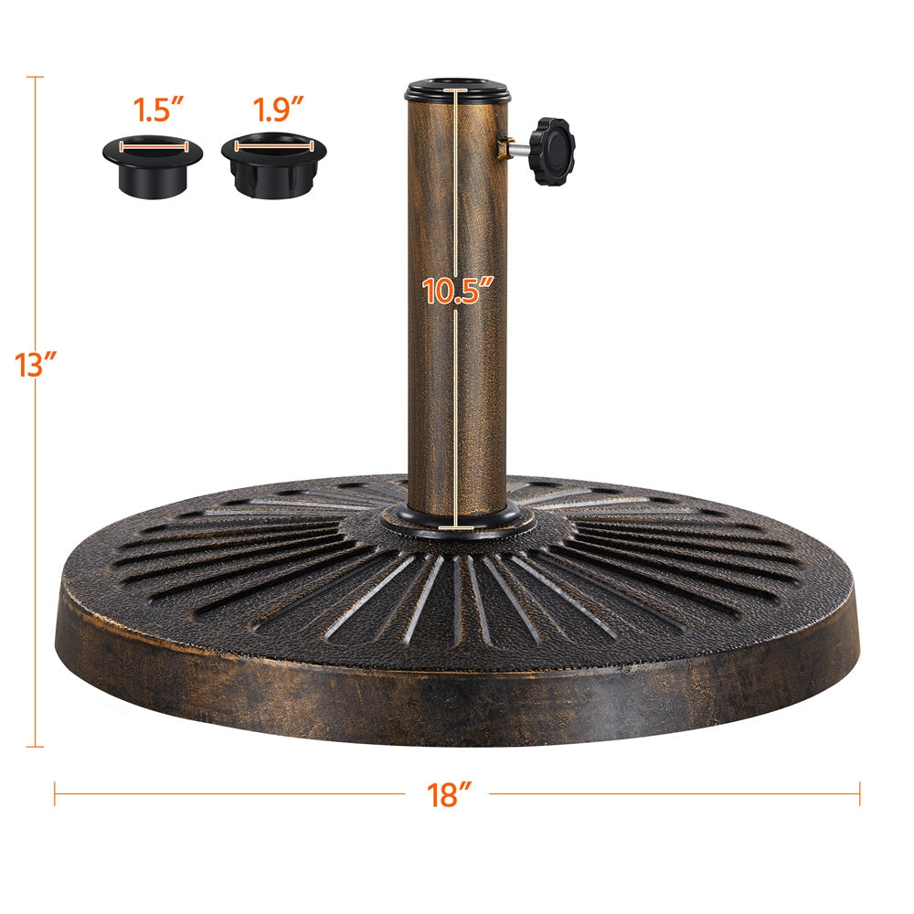 Costoffs Heavy Duty Umbrella Base Stand, 22/26.5/30 lbs, Outdoor Patio Market Umbrella Base Stand, Round All-Weather Resin Umbrella Stand for Patio, Garden & Commercial Use, Bronze/Black