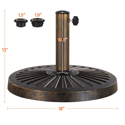 Costoffs Heavy Duty Umbrella Base Stand, 22/26.5/30 lbs, Outdoor Patio Market Umbrella Base Stand, Round All-Weather Resin Umbrella Stand for Patio, Garden & Commercial Use, Bronze/Black