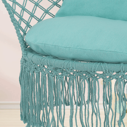 Magshion Macrame Hanging Swing Chair, Boho Style Hanging Rope Hammock Chair w/Tassels Max 350 lbs for Porch, Balcony,Outdoor