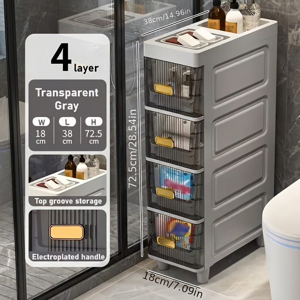 Luxury Slim Storage Cabinet with Drawers - Durable & Waterproof PP Material, Multi-Functional Storage Box, Suitable for Bathroom, Kitchen, Personal Care Product Dispensing And More, Ideal for Small Spaces, Storage Drawer Unit