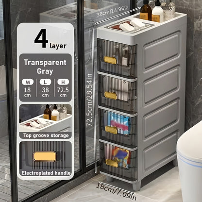 Luxury Slim Storage Cabinet with Drawers - Durable & Waterproof PP Material, Multi-Functional Storage Box, Suitable for Bathroom, Kitchen, Personal Care Product Dispensing And More, Ideal for Small Spaces, Storage Drawer Unit