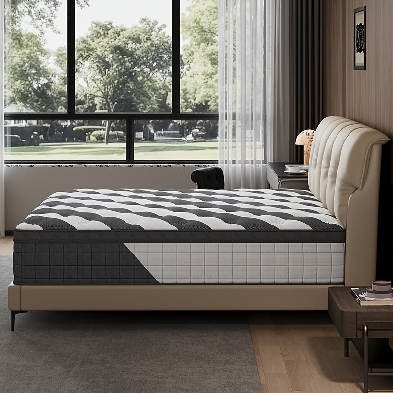 [Hybrid Mattress] 10/12 Inch Foam And Spring Hybrid Mattress, Medium Firm Feel, Provide Full, Queen, And King, Relieve Back Pain, Gel Memory Foam For Lumbar Support, Mattress In A Box