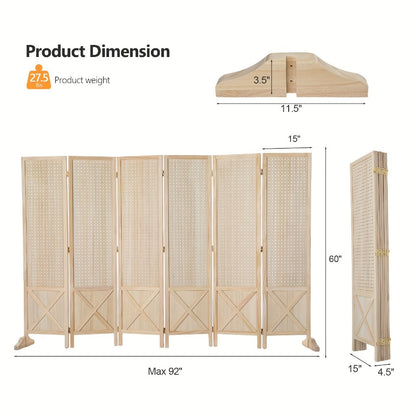 Freestanding Pegboard Room Divider Folding Privacy Screen 4 or 6 Panel Wood MDF Partition Space Separator for Home Office Events Retail Display Natural White Black