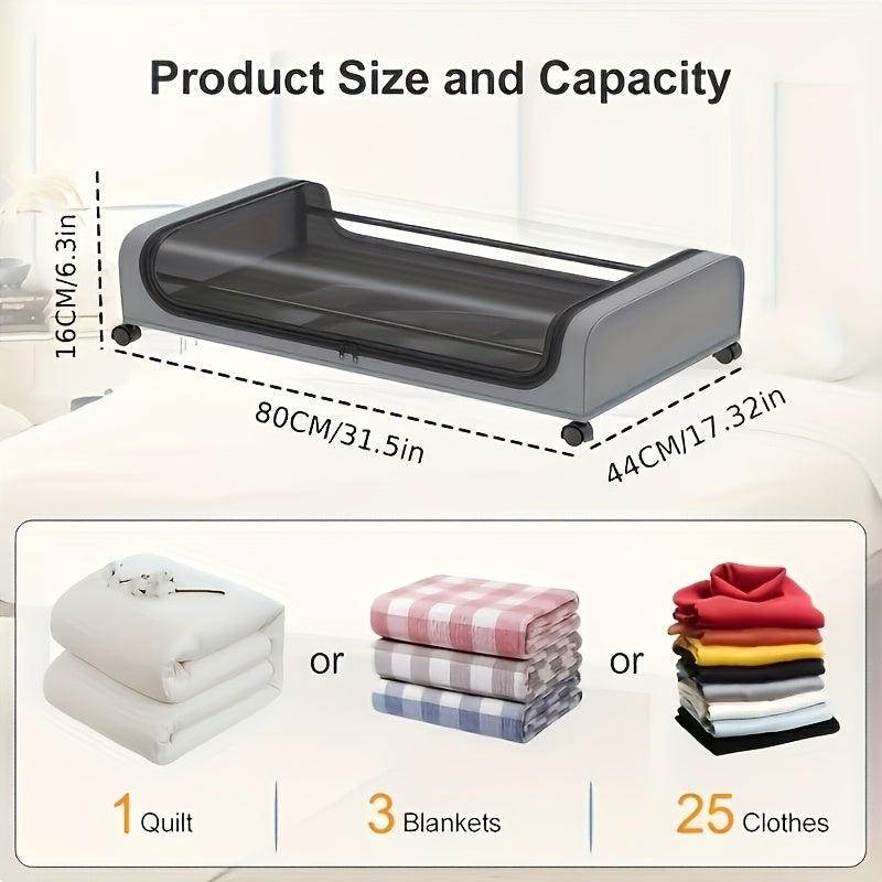 [Under Bed Storage] 1/2pcs Rolling Under Bed Metal Drawer - Under Bed Storage with Wheels for Clothes, Blankets, Books, Bedding, Shoes - Storage Containers, Organizer.1pc In A Gray Storage Box,, Hanger