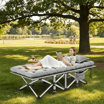 Bed Frame Sold Separately Adult Camping Bed 28in Wide Heavy Bed, Portable Folding Bed with Cushion, Pillow And Handbag, Camping Bed with Mattress, Sofa Bed, Companion Bed, Suitable for Office Nap, Beach, Yard, RV, Park. Includes100/510/710LBS