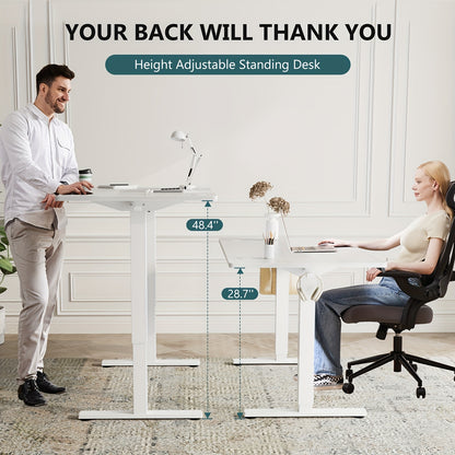 Standing Desk, Adjustable Height Electric Sit-Stand Computer Table, 40×24, 48×24, 55×24, 63×24 Inch Ergonomic Rising Desk for Work, Office, Home, Modern Motorized Lift Gaming Desktop Workstation