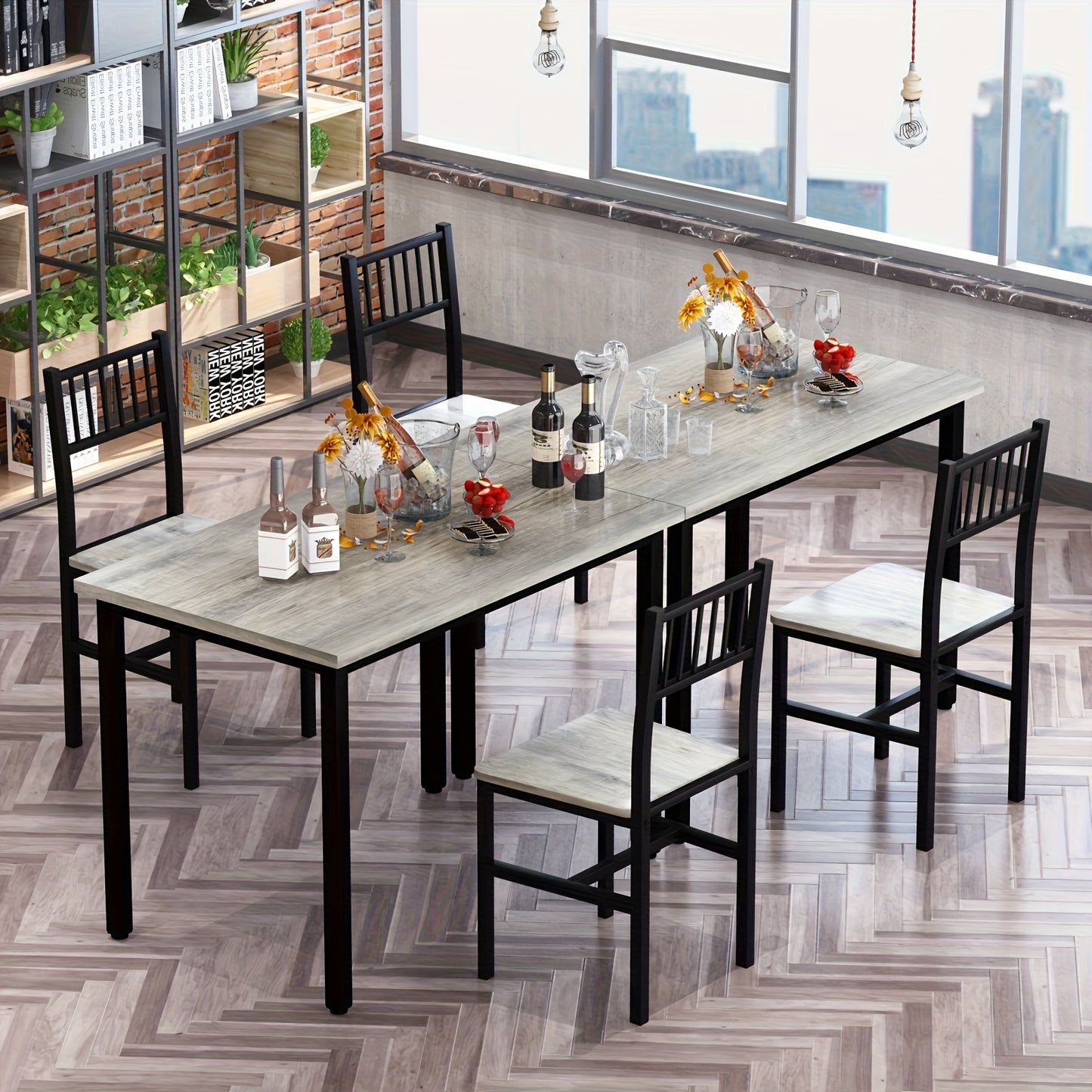 LAMERGE 3pcs Dining Table And Chair Set, Small Space Dining Table And Chair Set, Dining Table, Simple, Suitable for Small Space Living Rooms, Bedrooms And Kitchens Dining Table Set, Perfect Home Furniture, Bedroom Furniture, Spacesaving
