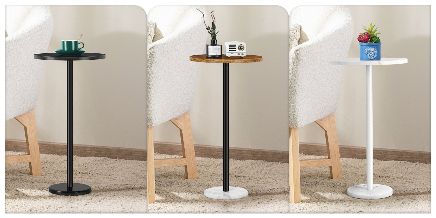 Set Of 1/2 Side Tables Outdoor Round Drink Tables Coffee Roostertail Table with Marble Base Small Pedestal Side Table for Patio Sofa Couch Chair, 1/2 Pack