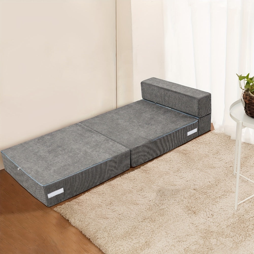 Tri-Fold Folding Mattress Floor Sofa Bed, Portable Memory Foam Sleeping Mat Convertible Couch for Adults Camping Guest, 63"×25.6"×6" - Furn Mivo