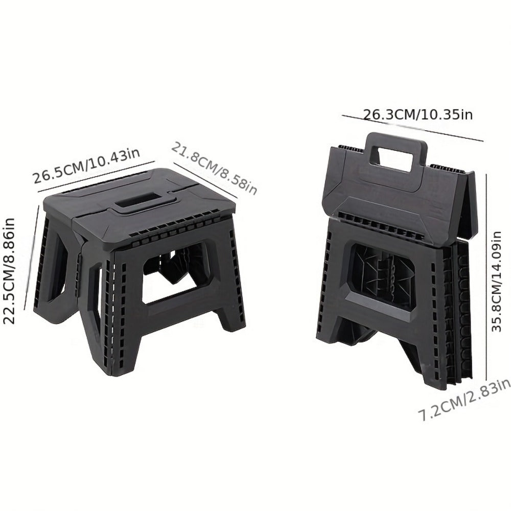Square Plastic Folding Stool 330 lbs Heavy Duty Portable Collapsible Seat for Indoor Party Picnic Fishing, Durable PP Thickened Step Stool for Adults, Black Gray Blue