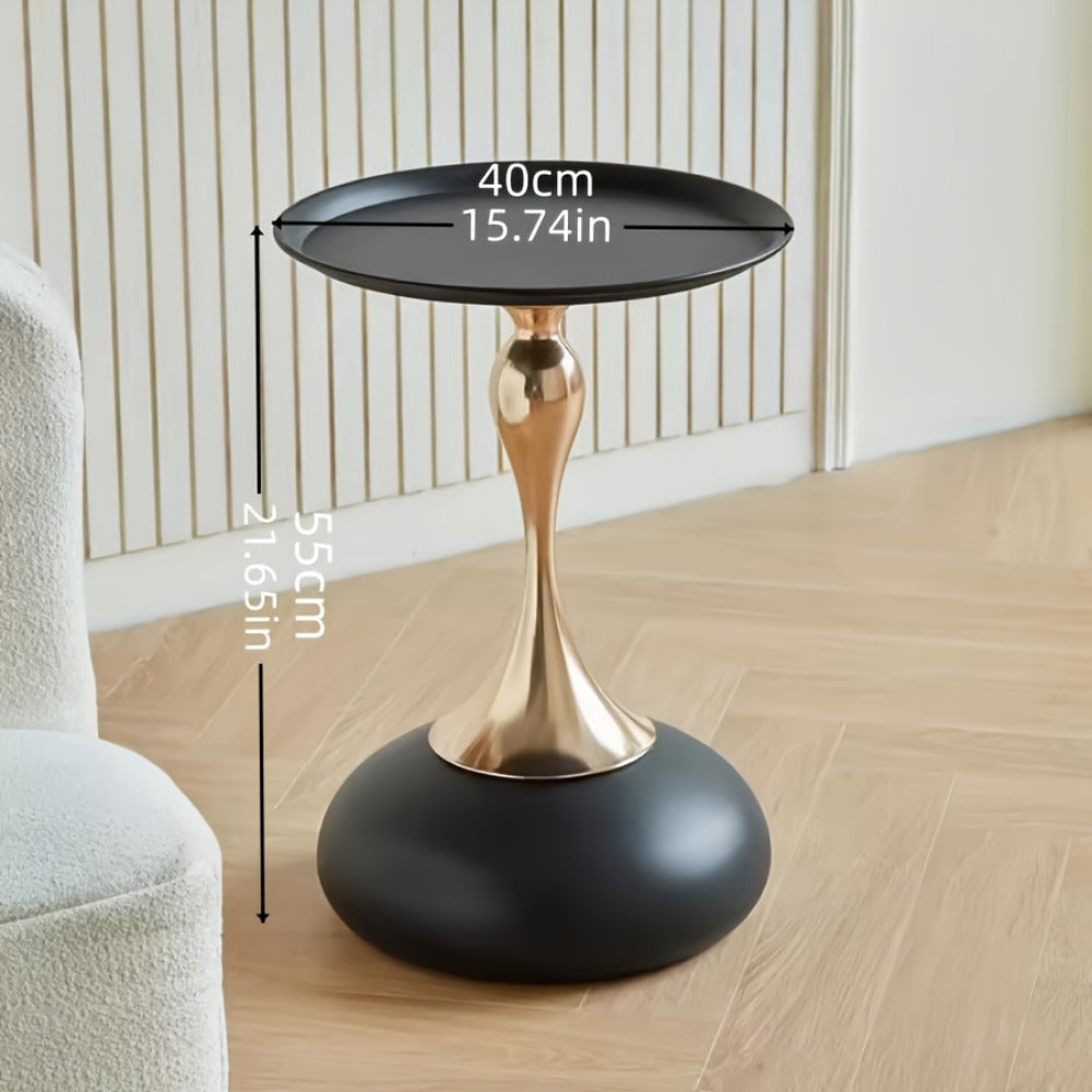 Round Side Table Metal Pedestal Accent Table | Minimalist Compact Bedside Table for Bedroom, Living Room, Apartment & Dorm | Small Space Furniture, Easy Assembly | White or Black