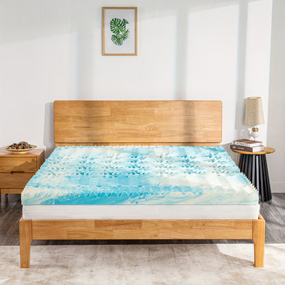 5-Zone Memory Foam Mattress Topper in 2/3/4 Inches, Featuring Cooling Gel-Infused Foam for Enhanced Comfort And Support, Conveniently Packaged in a Box for Easy Transport, with a Ventilated Design