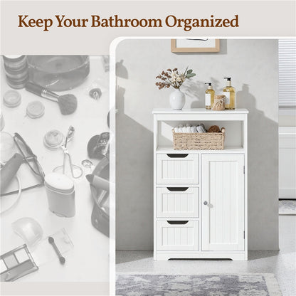 Costoffs Bathroom Storage Cabinet with Drawers, Moisture-Resistant Modern Cabinet Organizer with Multiple Tiers Shelves Storage, Easy-Clean Surface Bathroom Cabinet for Bathroom Living Room