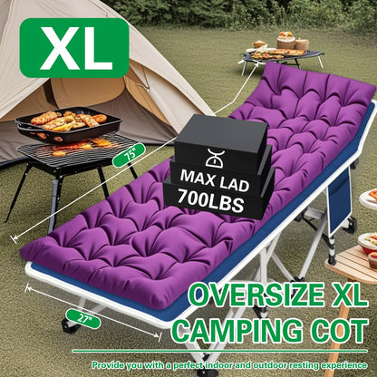 Camping Cot with Mattress Oversize Folding Cot for Adults Extra Large Cots for Sleeping with Mattress Heavy Duty Camping Bed with Carry Bag Folding Cot Support 700 Lbs/900 Lbs