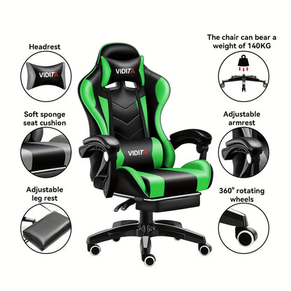 Video Game Chairs W/ Footrest, Big And Tall Gamer Chair for Adults, Racing Style Computer Chair with Headrest And Lumbar Support