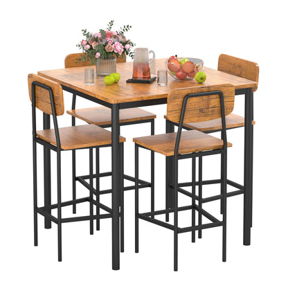 Bifanuo 5pcs Industrial Dining Table Set for 4, Rectangular Kitchen Table And Chairs, Dining Room Set for Small Space