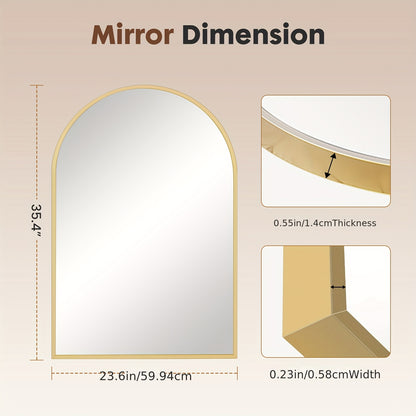 Arch Bathroom Mirror Wall Mounted Shatter-Proof Metal Frame Vanity Mirror Over Sink for Bedroom Living Room Modern Home Decor