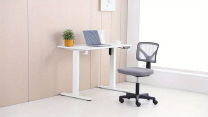 Low-Back Mesh Armless Office Chair, Swivel Rolling Computer Chair No Arms with Lumbar Support Game Computer Desk with Storage, Home Office Modern Simple Style PC Table for Youth Student Adult