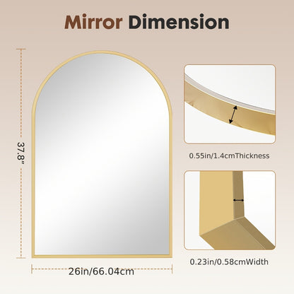 Arch Bathroom Mirror Wall Mounted Shatter-Proof Metal Frame Vanity Mirror Over Sink for Bedroom Living Room Modern Home Decor