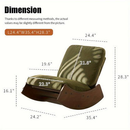 Upholstered Glider Rocking Chair with Solid Wood Frame | Comfortable Accent Reading Chair for Bedroom, Living Room & Nursery | Single or Set of 2 | White or Green