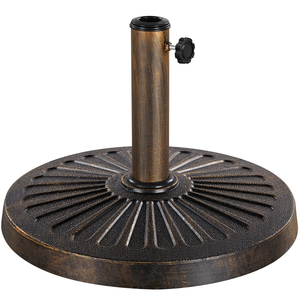 Costoffs Heavy Duty Umbrella Base Stand, 22/26.5/30 lbs, Outdoor Patio Market Umbrella Base Stand, Round All-Weather Resin Umbrella Stand for Patio, Garden & Commercial Use, Bronze/Black