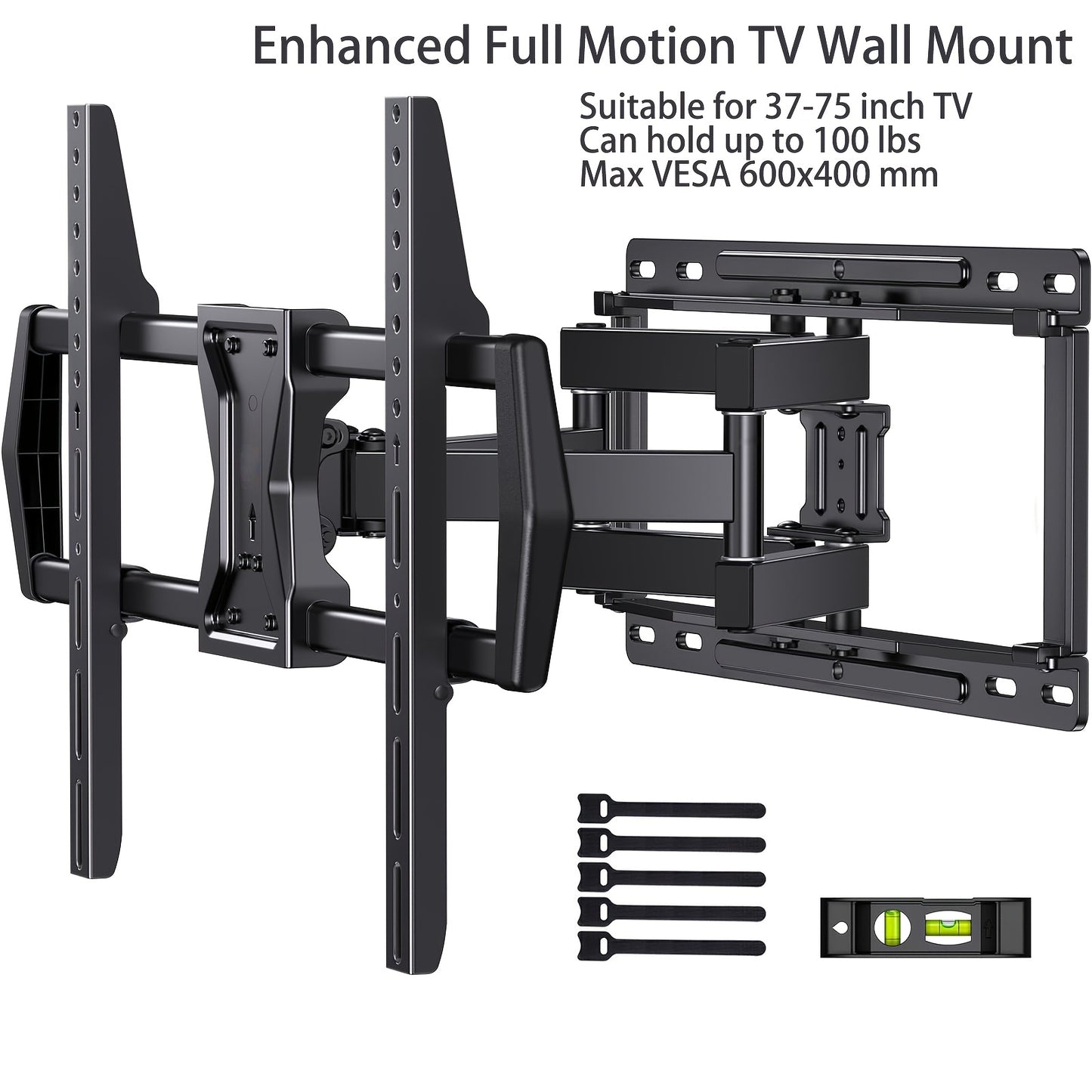 Dreamsmith 40-86 Inch Full Motion TV Wall Mount Bracket with Dual Articulating Arms, Swivel & Tilt, 132 lbs Capacity, Max VESA 600x400mm, Fits 12" & 16" Wood Studs for Home Theater & Media Room, Tv Wall Mount, Versatile Furniture Bracket, Modern Home Deco
