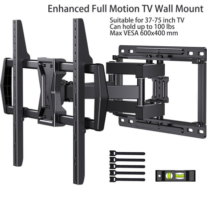 Dreamsmith 40-86 Inch Full Motion TV Wall Mount Bracket with Dual Articulating Arms, Swivel & Tilt, 132 lbs Capacity, Max VESA 600x400mm, Fits 12" & 16" Wood Studs for Home Theater & Media Room, Tv Wall Mount, Versatile Furniture Bracket, Modern Home Deco