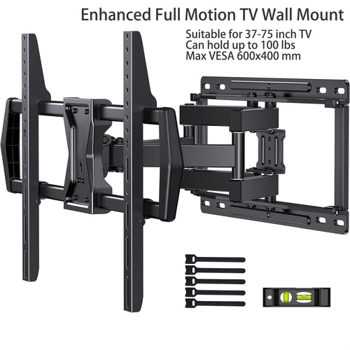 Dreamsmith 40-86 Inch Full Motion TV Wall Mount Bracket with Dual Articulating Arms, Swivel & Tilt, 132 lbs Capacity, Max VESA 600x400mm, Fits 12" & 16" Wood Studs for Home Theater & Media Room, Tv Wall Mount, Versatile Furniture Bracket, Modern Home Deco