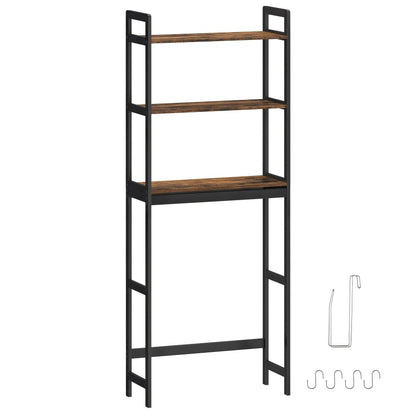 Over The Toilet Shelf Unit 3 Tier Adjustable Rust Resistant Bamboo MDF, Space-Saving Bathroom Organizer for Towels Toilet Paper Toiletries Vertical Storage