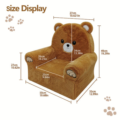 Kids Sofa/Teens - Ultra-Soft Teddy Bear Fleece & Machine-Washable Cover | 19.2"x13"x19.7"Ergonomic Support Chair, 5.6lbs Lightweight | Breathable Skin-Friendly Lounger For Game Room/Playroom (Cozy Beige)