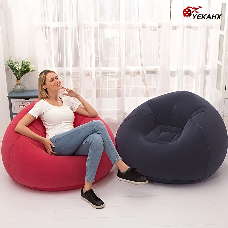 1pc Soybean Bag Chair, Inflatable Sofa Chair, Soft, Comfortable, Outdoor, Lazy Seat, Tatami Chair, Sofa Cover, Lazy Sofa, Circular Single Sofa, Living Room, Office Lunch Break, Outdoor Picnic Camping, Father's Day Gift
