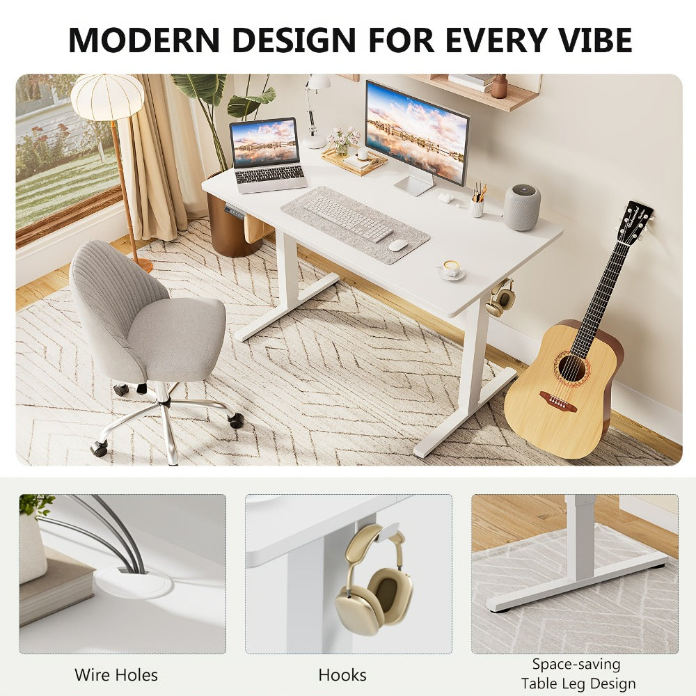 Electric Standing Desk Adjustable Height – Motorized Sit Stand Desk with Memory Presets, Home Office Ergonomic Workstation, 40/48/55 Inch, Black, Oak, Brown, White