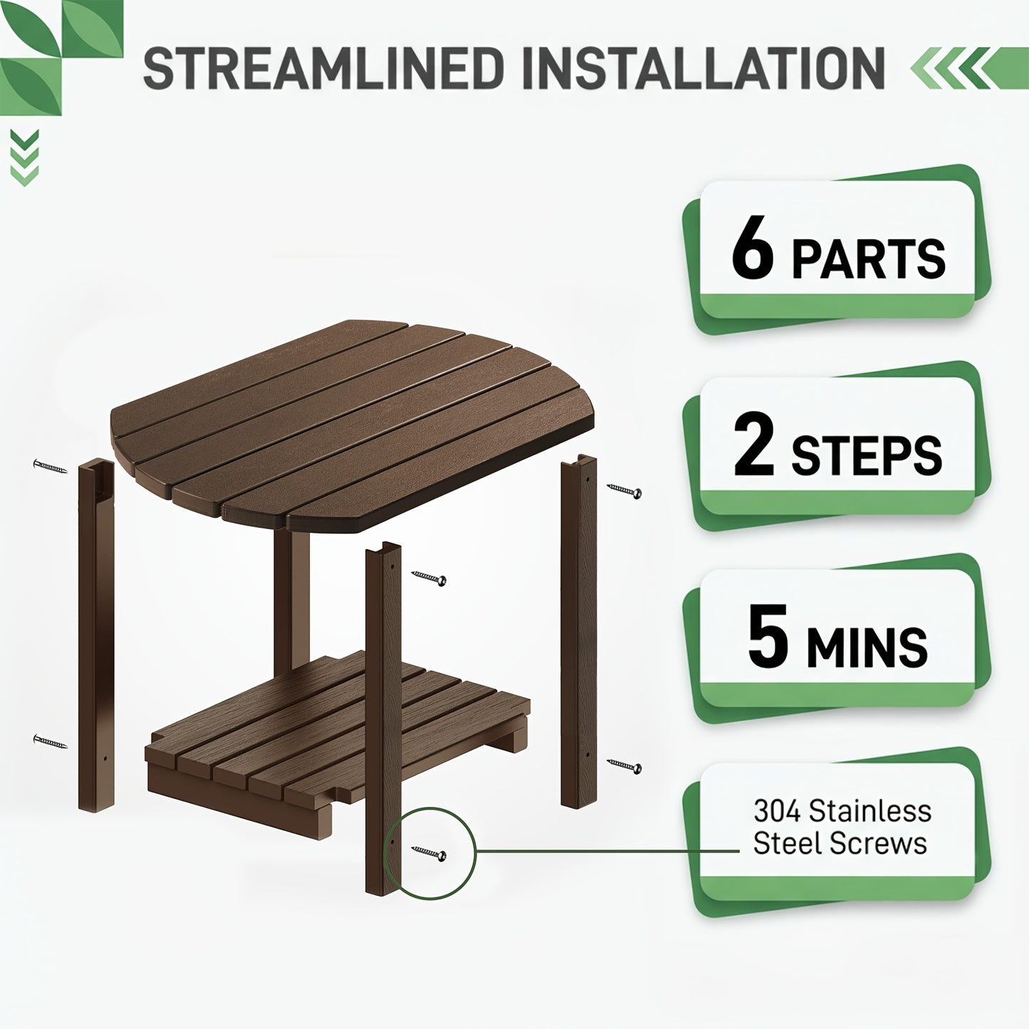 Adirondack Side Table 16.5" Outdoor Side Table HDPE Plastic Double Adirondack End Table  Table for Patio
