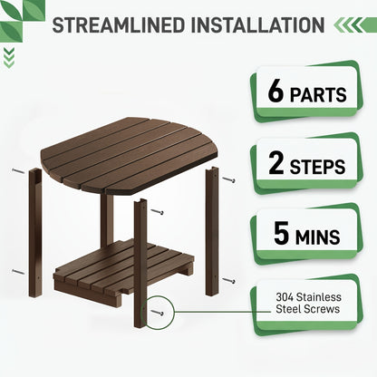 Adirondack Side Table 16.5" Outdoor Side Table HDPE Plastic Double Adirondack End Table  Table for Patio
