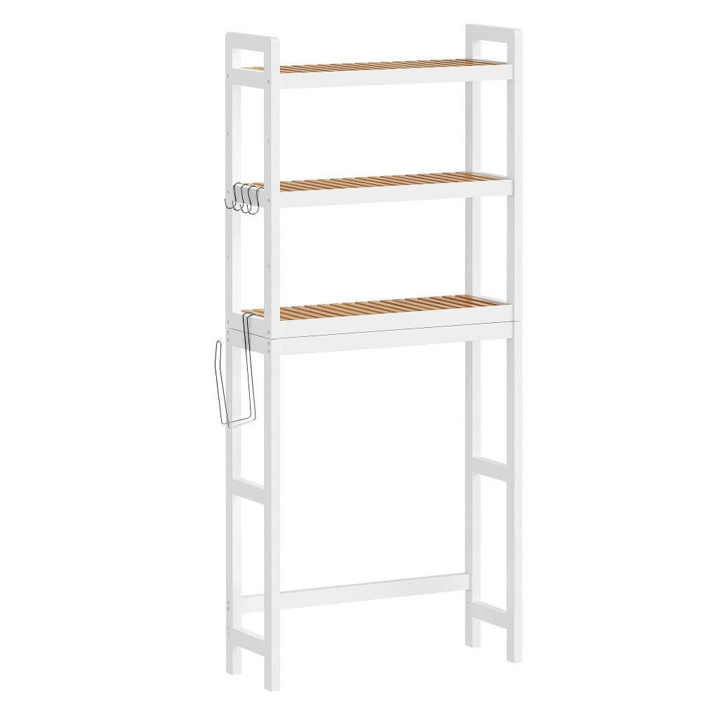 Three-Level Shelf Unit for Above The Toilet - Bathroom Organizer That Resists Rust with Adjustable Shelves | Space-Efficient Storage for Towels, Toilet Paper, And Tissues, Vertical Display for Toiletries & Convenient Access