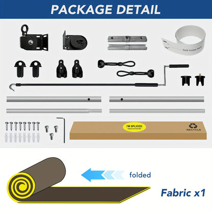 Outdoor Roller Shades with Splicing Design, Cordless Patio Roll Up Blinds, Exterior Shade Cloth Roll Shade for Patio