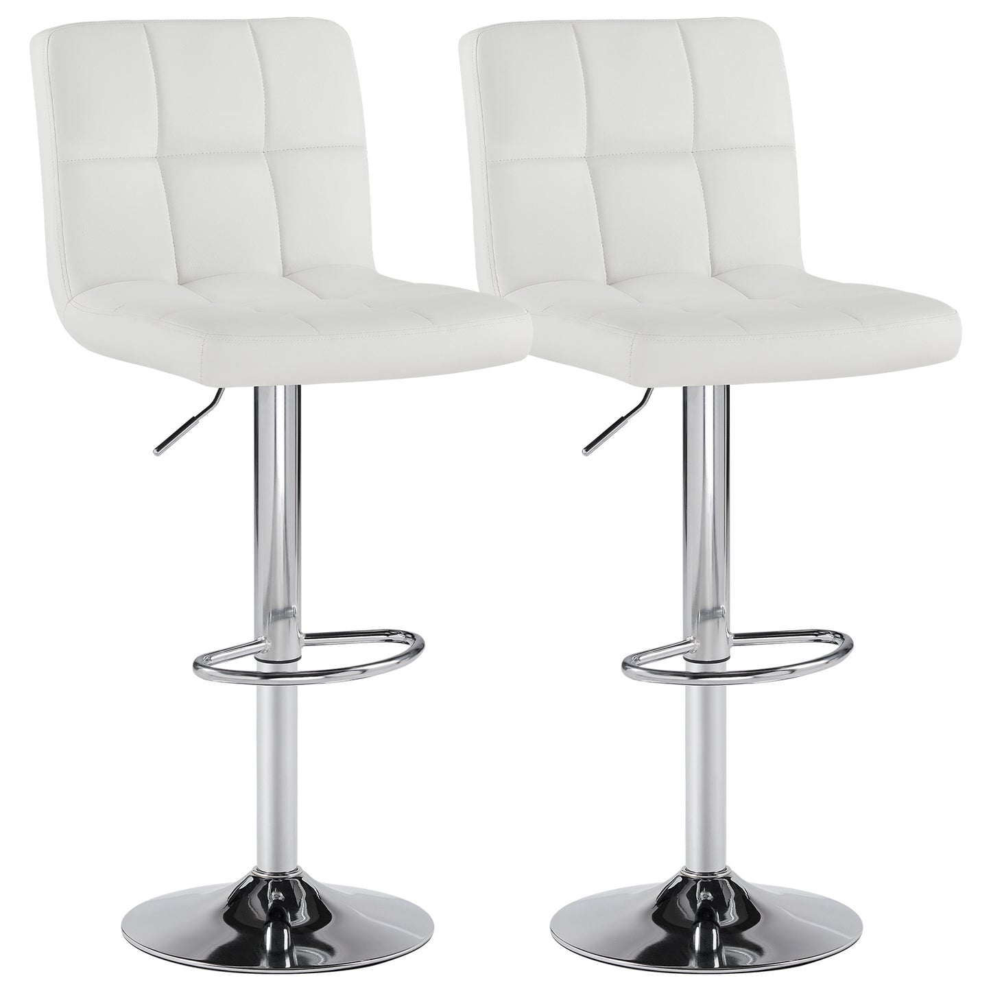 MCQ Bar Stools Set, Armless Adjustable Swivel Barstools, PU Leather Hydraulic Kitchen Counter Height Bar Stools, Thickened Seat Cushion with Back