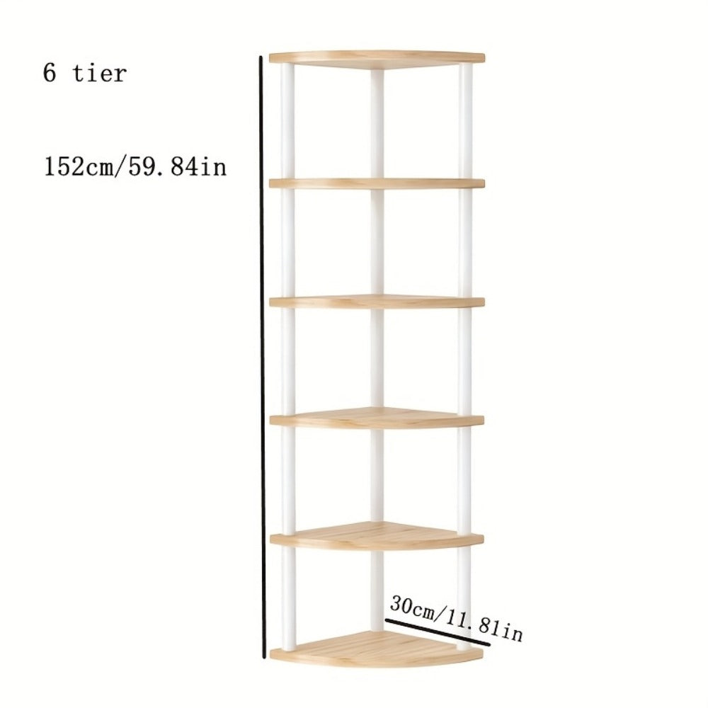 Corner Bookshelf 3/4/5/6 Tier Iron Shelving Unit, Freestanding Corner Storage Shelf for Living Room Bedroom Office, Modern Minimalist Heavy-Duty Space-Saving Decorative Corner Rack
