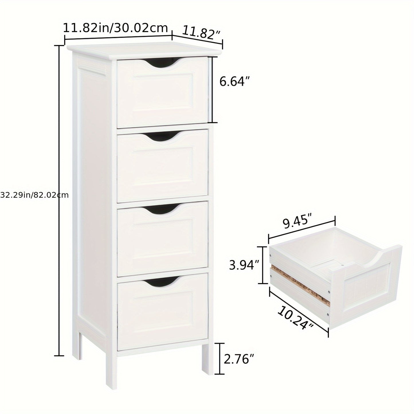 Concise 4 Drawers Storage Cabinet, Storage Drawer Unit, Space-Saving for Daily Organization, White