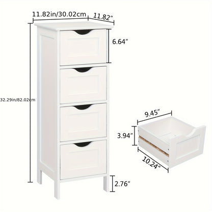 Concise 4 Drawers Storage Cabinet, Storage Drawer Unit, Space-Saving for Daily Organization, White