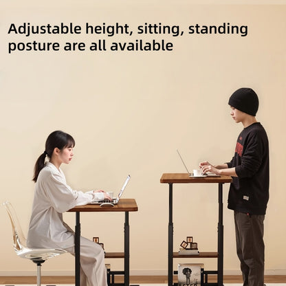 Over-Bed Table with 2-Tier Storage Rack Rolling Mobile Bedside Table for Sofa Bed Laptop Snacks Metal Frame Smooth Wheels Space-Saving Nightstand