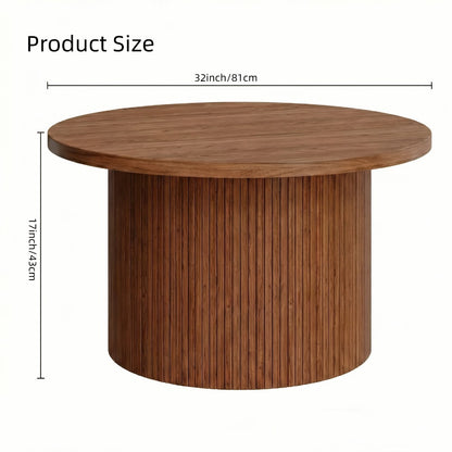 Round Coffee Table 32 Inch for Living Room Small Spaces - Modern Center Table with Sturdy Base, Space-Saving Apartment Furniture, 5 Finishes Available
