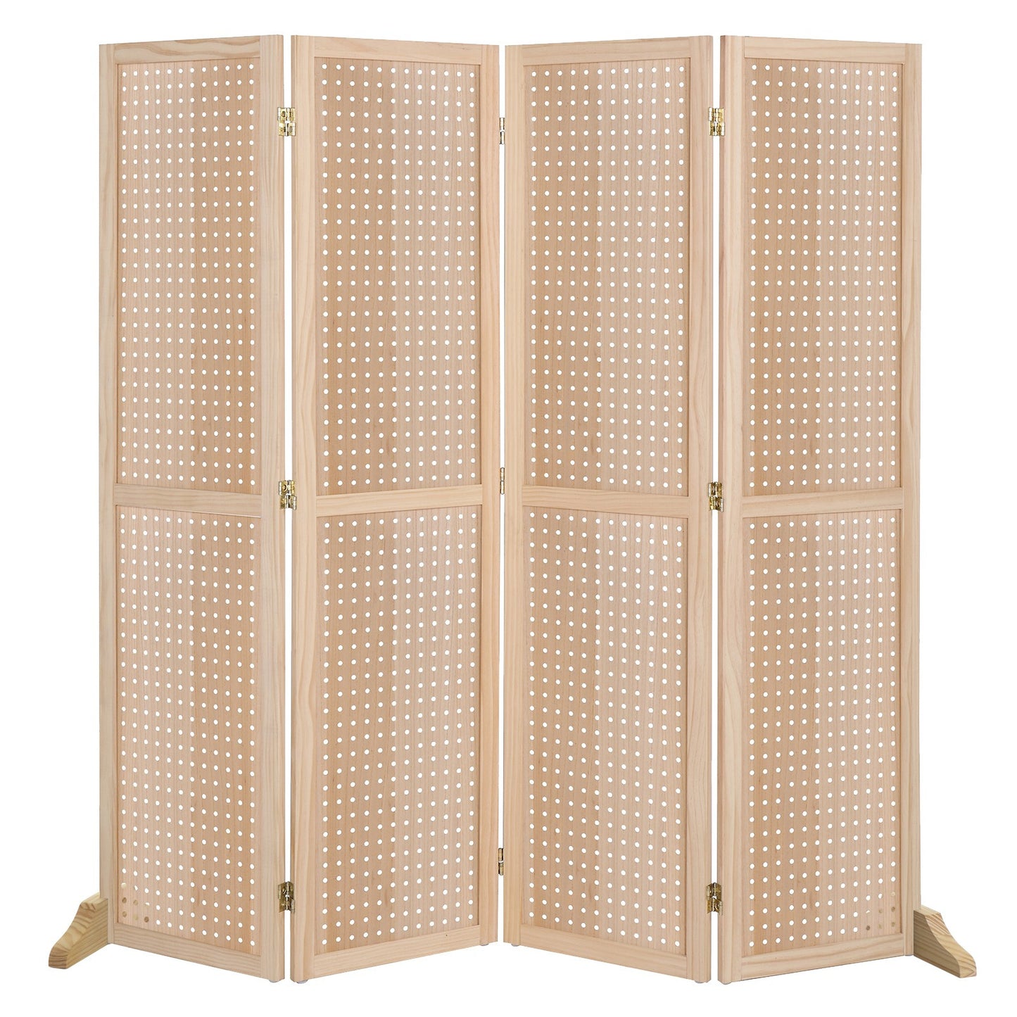 VINGLI Freestanding Pegboard with Support Feet, 5 FT Wood Room Divider Display Board Organizer, Folding Privacy Screen Partition Space Separator for Craft Shows Events Retail