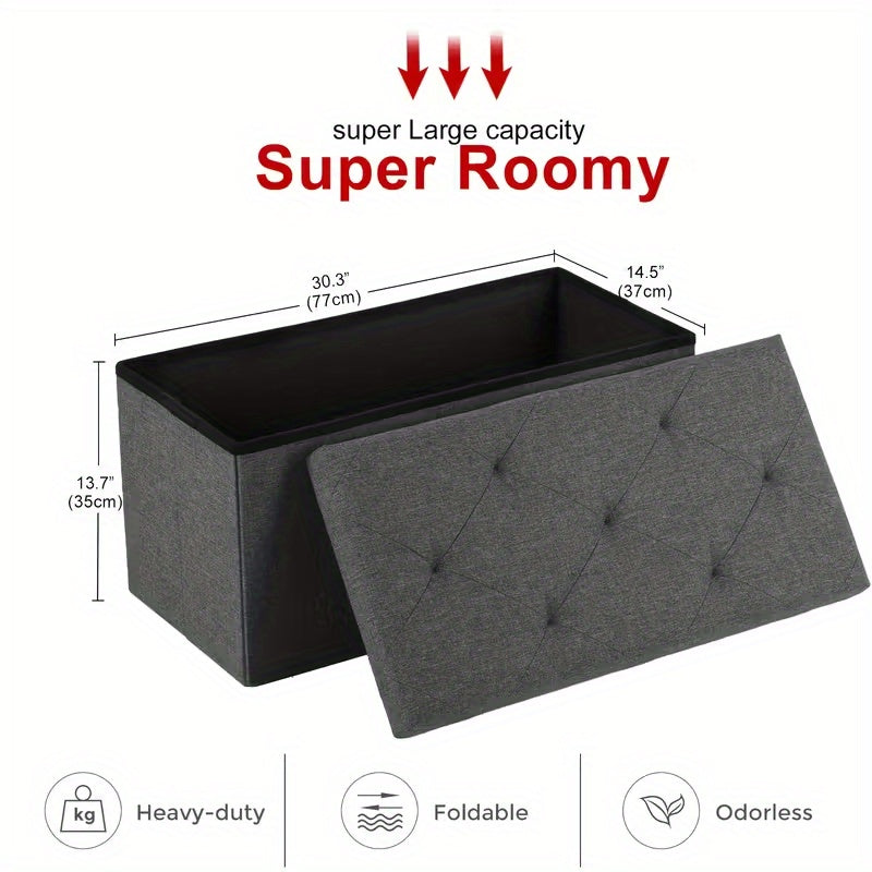 [Multi-Purpose Ottoman Bench] Heavy-Duty Multi-Purpose Folding Storage Ottoman Bench with Seat | Indoor/Outdoor, Space-Saving Design, Non-Porous Easy-Clean Surface - Perfect for Living Room, Bedroom, Patio, Garden Tool Storage - Gray Organizer Bench
